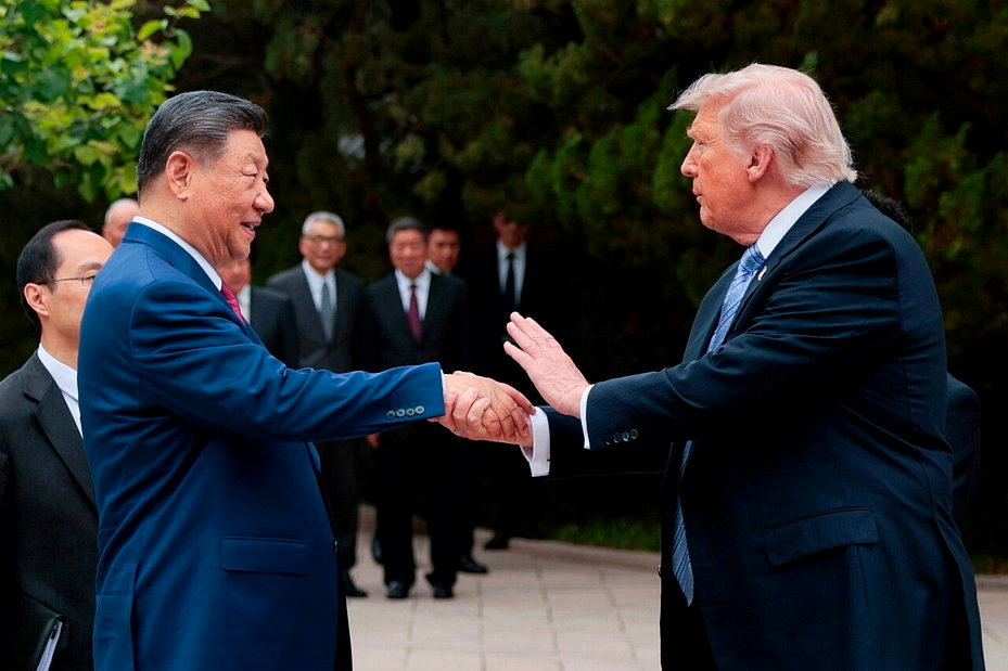 中国国家主席习近平(左)与美国总统川普(右)5月15日在北京中南海。美联社 中国国家主席习近平(左)与美国总统川普(右)5月15日在北京中南海。美联社
