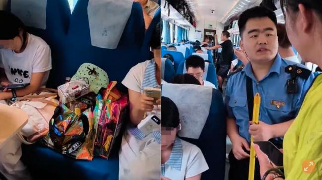 少女多买1张火车座专放零食 没座的大妈破防了…