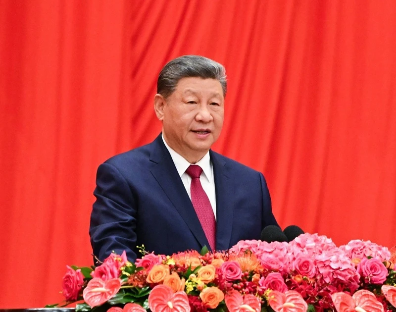 中國國家主席習近平30日在建國招待會上大談「深化兩岸交流合作,堅決打擊台獨分裂勢力」舊調。(取自中華人民共和國中央人民政府)